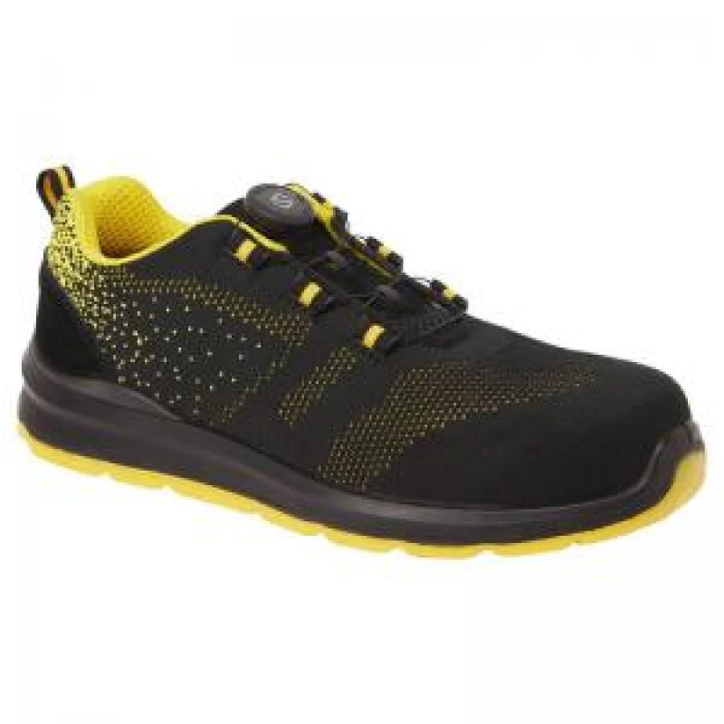 Image of Portwest Compositelite Wire Lace Knit Safety Trainers FT08BKY48 Colour: Black / Yellow