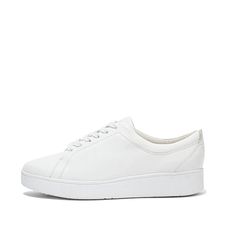 Image of FitFlop Rally Sneakers Leather Womens Comfort Trainers - Urban White - Size:UK 6.5