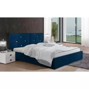 Image of Cubana Bed Double Plush Velvet Blue
