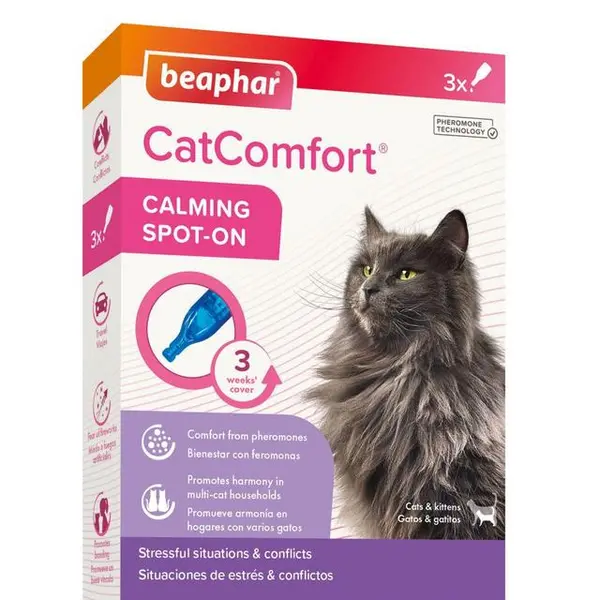 image of Beaphar CatComfort Calming Spot-On for Cats, 3 per Pack