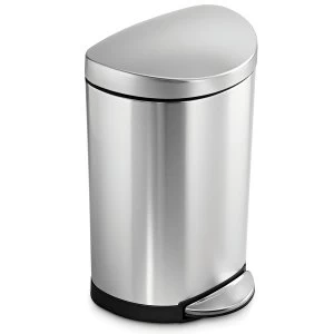 Image of Simplehuman 10 Litre Semi-Round Pedal Bin - Brushed Steel