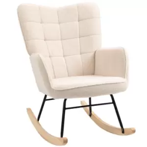 Image of HOMCOM Wingback Rocking Chair for Nursing, Berber Fleece Nursery Glider Rocker, Modern Armchair for Living Room, Beige