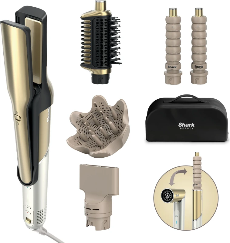 Image of Shark Glam 5 in 1 Curly & Coily Multistyler HD6052SUK Hot Air Styler - Gold