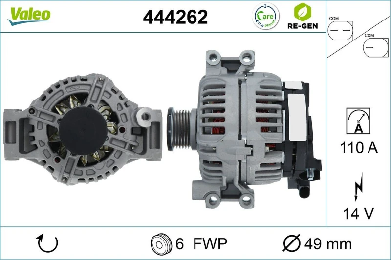 Image of VALEO 444262 Generator VALEO RE-GEN REMANUFACTURED Alternator Charging Current: 110A, Voltage: 14V Alternator (4)