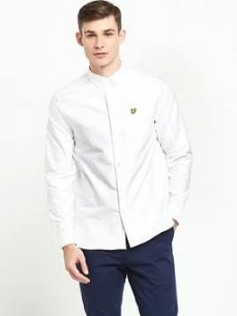Image of Lyle & Scott Long Sleeve Oxford Shirt, White Size M Men