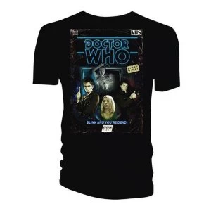 Image of Doctor Who - Retro VHS Cover 10th Doctor Colour Graded Mens Small T-Shirt - Black