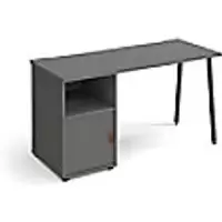 Image of Rectangular A-frame Desk Onyx Grey, Onyx Grey Door Wood/Metal A-frame Legs Charcoal Sparta 1400 x 600 x 730mm