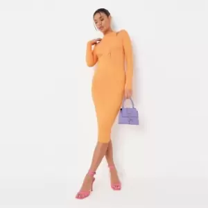 Missguided Out Twist Front Midaxi Dress - Orange