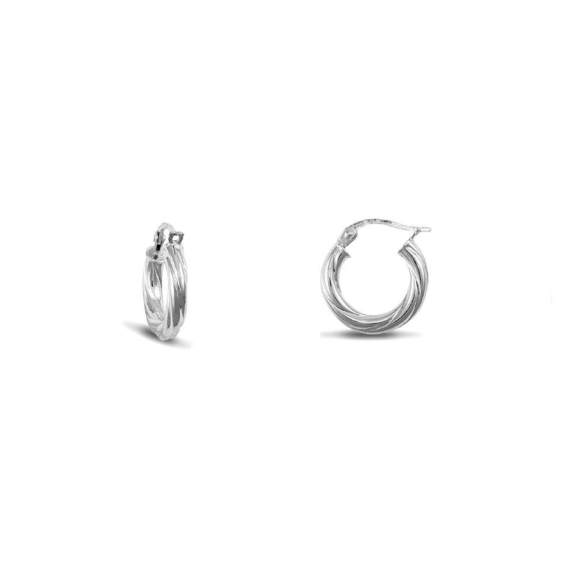 Image of Jewelco London Sterling Silver Twist Hoop Earrings - 3mm - 1.5cm - AER001A Silver female
