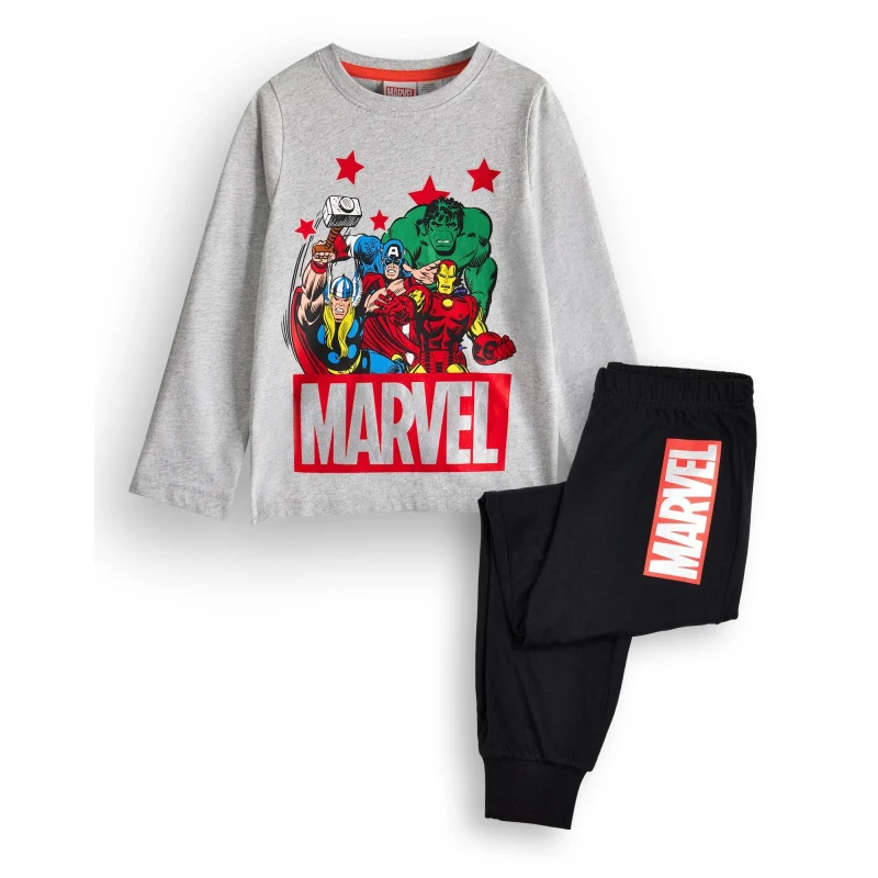 Image of Marvel Long Sleeve Long Leg Pyjama Set Black male