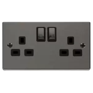 Image of Click Scolmore Deco 13A 2 Gang Plug Socket - VPBN536BK