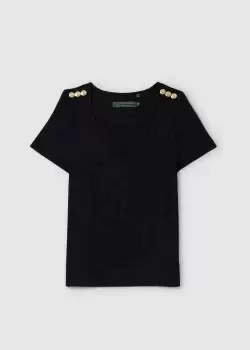 image of Holland Cooper Womens Relaxed Fit V-Neck T-Shirt In Black