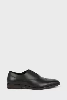Image of Mens Leather Smart Black Oxford Toe Cap Shoes