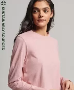 Image of Superdry Womens Organic Cotton Vintage Logo Embroidered Top Pink / LA Soft Pink Marl - Size: 14