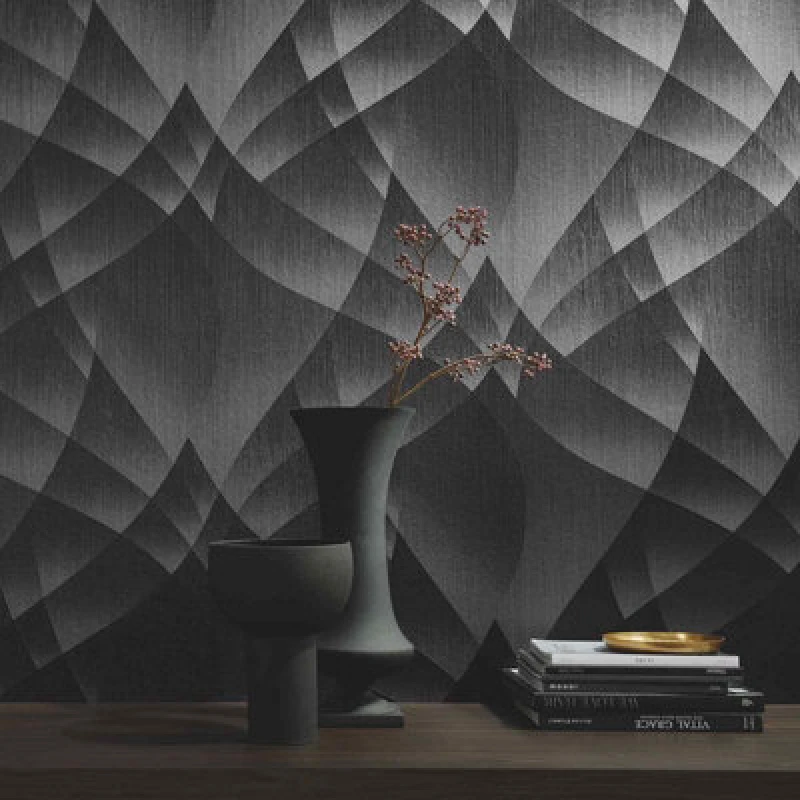 Image of Erismann Geometric Graphic Abstract Fashion for Walls Black Grey Wallpaper Black