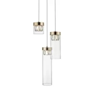 Image of Gem Crystal Cluster Pendant Ceiling Light, French Gold, Clear, 3x G9