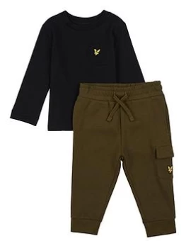 Image of Lyle & Scott Toddler Boys Long Sleeve Utility Tee And Jog Set - Black, Size 6 Months