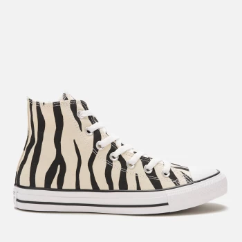 image of Converse Chuck Taylor All Star Canvas Archive Zebra Hi-Top Trainers - Black/Greige/White - UK 5