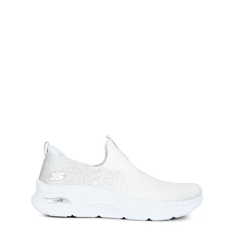 Image of Skechers Arch Fit D Lux Slip On Trainers Womens White/Silver female 4 (37)
