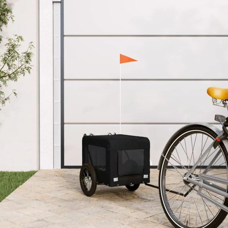Image of vidaXL Pet Bike Trailer Black Oxford Fabric&Iron, Black 93912