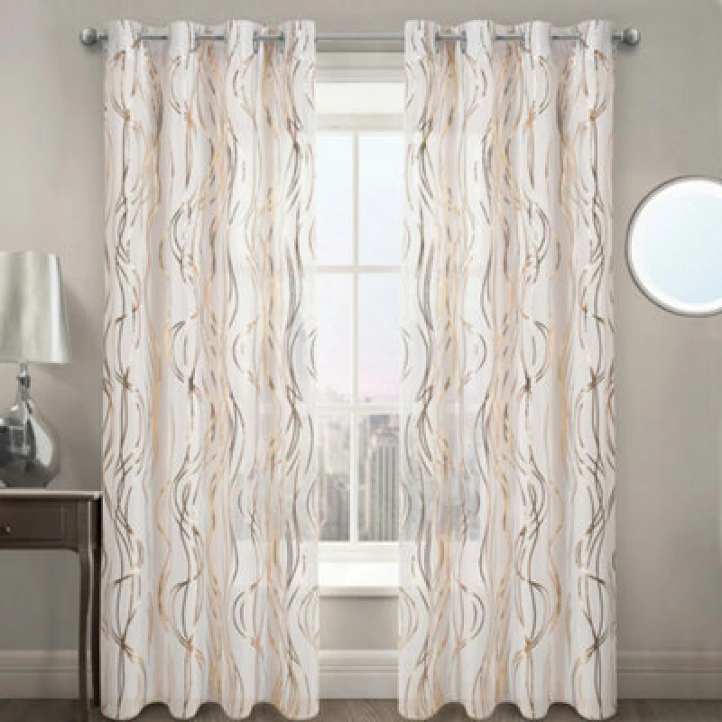 Image of Velosso Swirls Eyelet Voile Panel - Gold