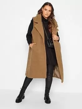 Image of Yours Faux Shearling Longline Gilet - Natural, Size 16, Women