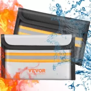 Image of VEVOR Fireproof Document Bag, 2 pcs 8"x5" Fireproof Money Bag 2000℉, Fireproof and Waterproof Bag with Zipper and Reflective Strip, for Money,