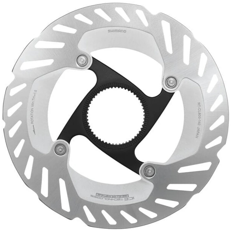 Image of Shimano RT-CL800 Ice Tech FREEZA rotor with internal lockring 140 mm CENTRE LOCK - 140 MM Silver / Black - Cycles UK