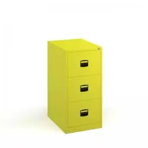 image of Steel 3 drawer contract filing cabinet 1016mm high - yellow