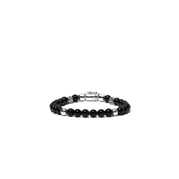 Image of Buddha to Buddha Leather Bead Cord Spirit Mini Onyx Bracelet 189ON Siz