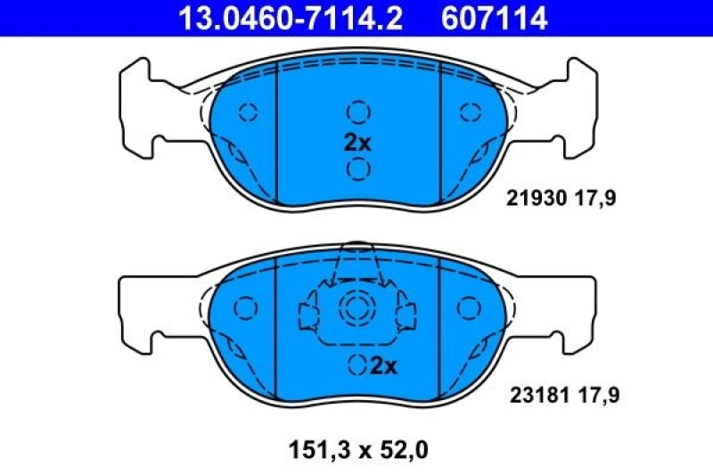 Image of ATE 13.0460-7114.2 Brake pad set excl. wear warning contact Brake Pad Set,disc brake (402)