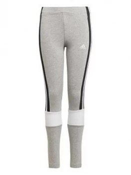 image of Adidas Girls Colourblock Leggings - Grey/Black