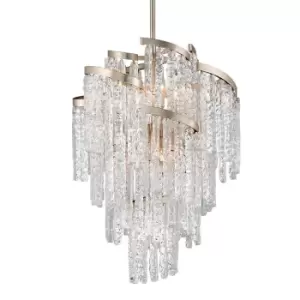 image of Mont Blanc 9 Light Chandelier MODERN Leaf, Venetian Glass