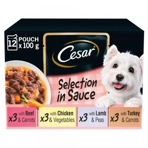 image of Cesar Senior Mixed Selection in Sauce Dog Food 12 x 100g