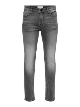 Image of ONLY & SONS Onsloom Slim Zip Sweat Grey Slim Fit Jeans Men Grey