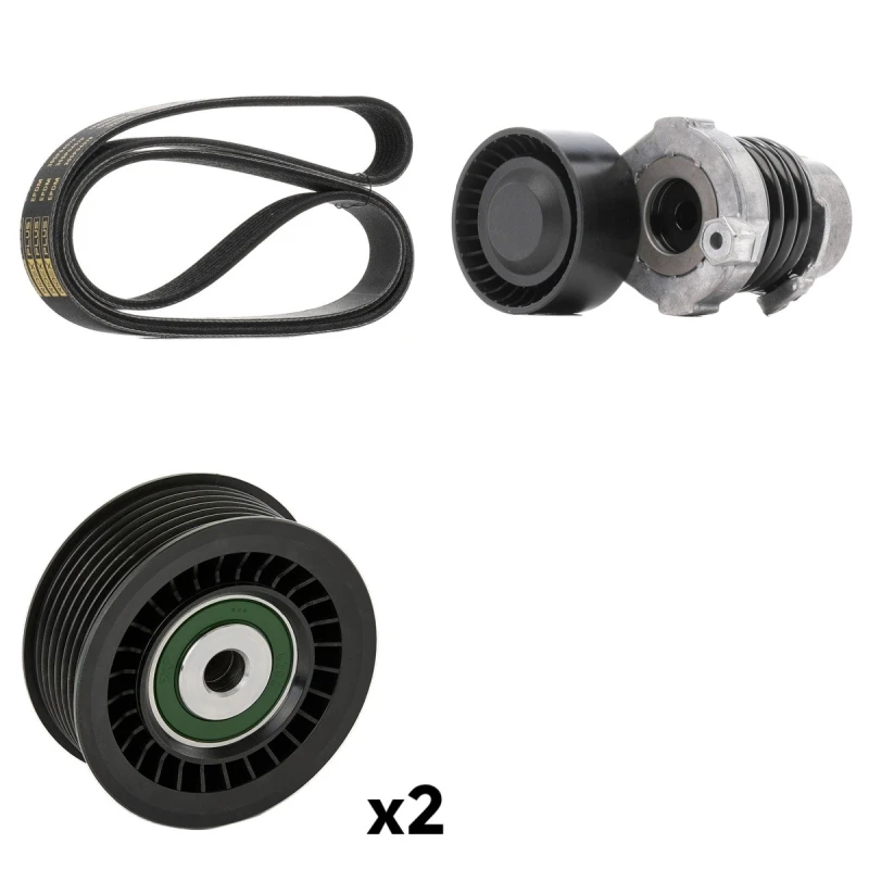 Image of RIDEX PLUS 542R0821P V-ribbed belt set Check alternator freewheel clutch & replace if necessary V-Ribbed Belt Set (542)