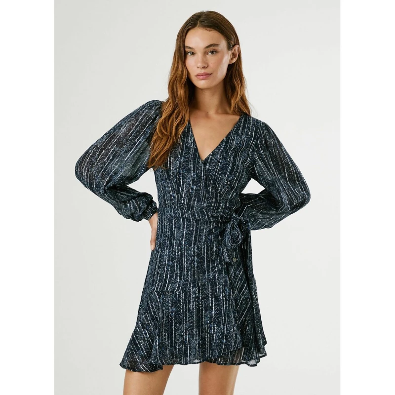 Image of Pepe Jeans Maisie Printed Mini Dress Blue Print Viscose S