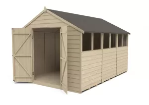 Image of Forest Garden 12 x 8ft Large Apex Overlap Pressure Treated Double Door Shed