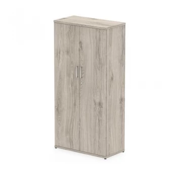 image of Trexus Office High Cupboard 800x400x1600mm 3 Shelves Grey Oak Ref