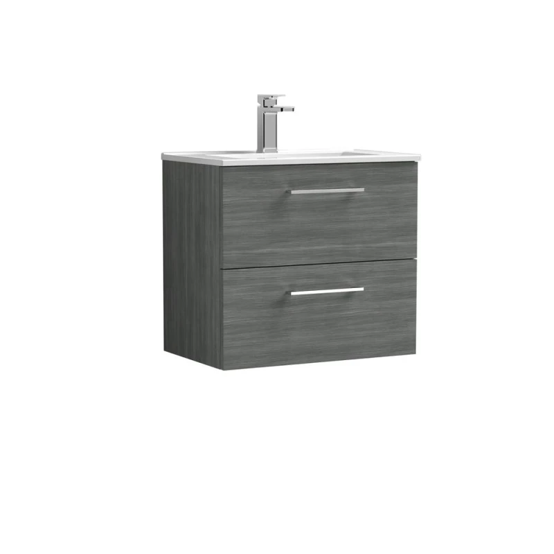 Image of Balterley Bathroom 2 Soft Close Drawer, Wall Hung Vanity Unit, Anthracite, 600mm in Grey Grey Unisex
