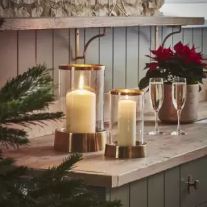 Image of Ivyline Hampton Hurricane Lantern in Antique Brass - Large