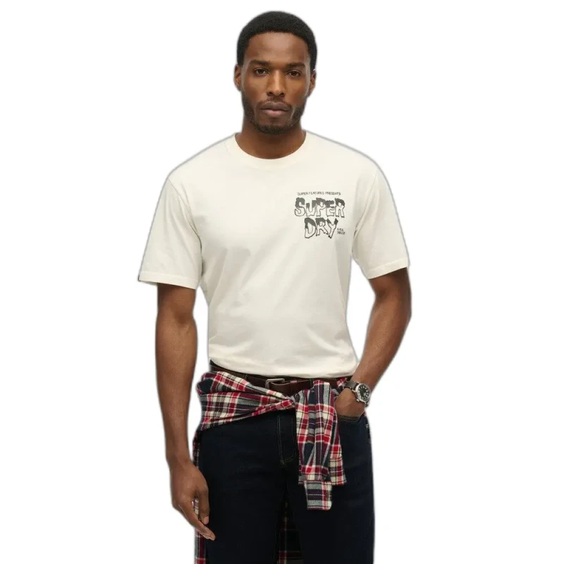Image of Superdry T-Shirt Superdry B-movie Graphic Loose Blanc Male S