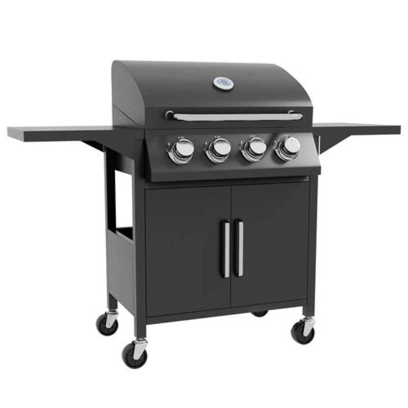 Image of Outsunny 4 Burner Gas Grill Portable BBQ Trolley, Black 846-103V71BK