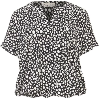 image of Phase Eight Zakiyah Spot Notch Neck Print Top - Navy/Ivory