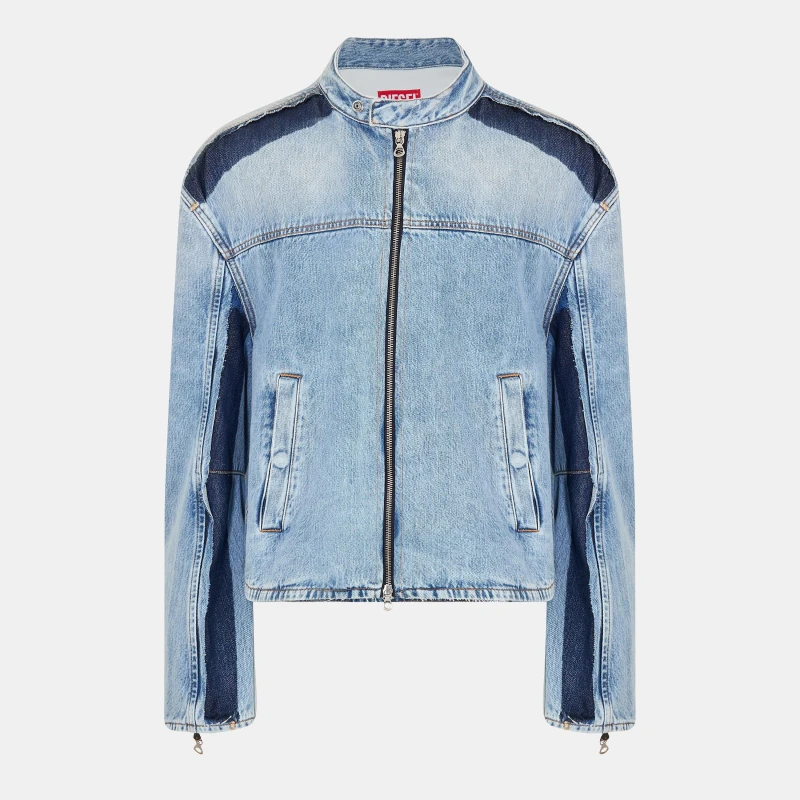 Image of Diesel Mens Classic Button-Through Tailored Fit Denim Jacket Blue Denim male XL