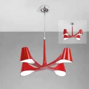 Image of Ora Convertible Telescopic Semi-Ceiling Light 4 Bulbs E27, shiny red / white arylic / polished chrome