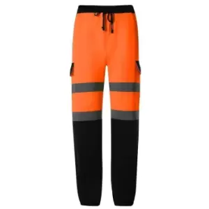 image of Yoko Mens Hi-Vis Jogging Bottoms (L) (Orange/Navy)