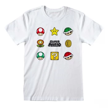 image of Super Mario - Items Large T-Shirt - White