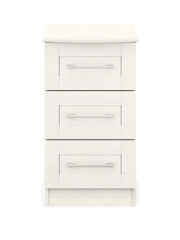 Image of One Call Furniture Avignon 3 Drawer Bedside Ready Assembled White ANWB3