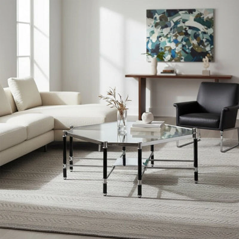 Image of Orsina Allessi Silver Metal Coffee Table With Black Legs